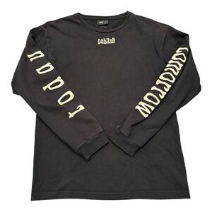 Publish Brand Long Sleeve Shirt Mens S Black Today Tomorrow Graphic Tee